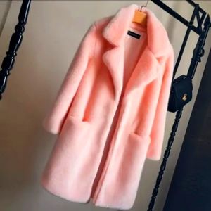 Women Mink Faux Fur Coat Solid - Small